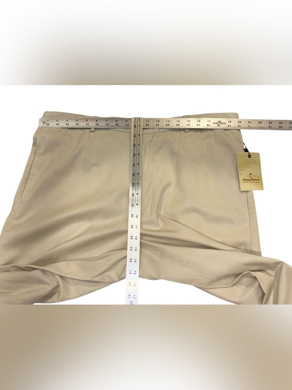 NWT Tommy Bahama Beige Chino Pants Nine Iron Cotton Tencel Golf Flat Front 40x32 - Picture 10 of 12
